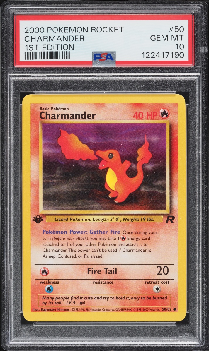 2000 Pokemon Team Rocket 1st Edition Charmander #50 PSA 10 GEM MINT