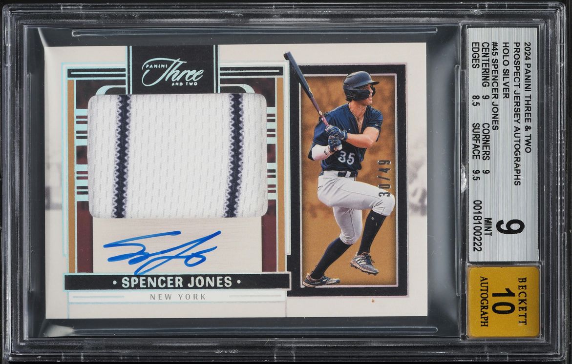 2024 Panini Three And Two Holo Silver Spencer Jones ROOKIE PATCH AUTO /49 #PJA-SJ BGS 9 MINT