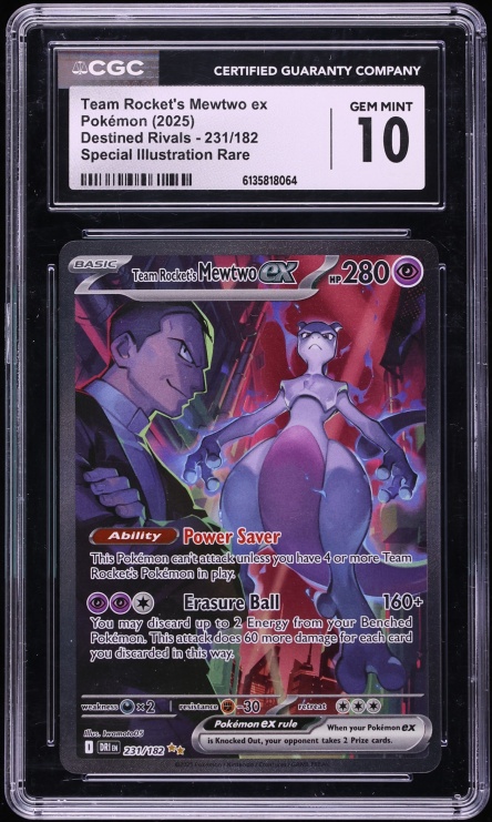 2025 Pokemon Scarlet & Violet Destined Rivals SIR Team Rocket's Mewtwo ex #231 CGC 10 GEM MINT