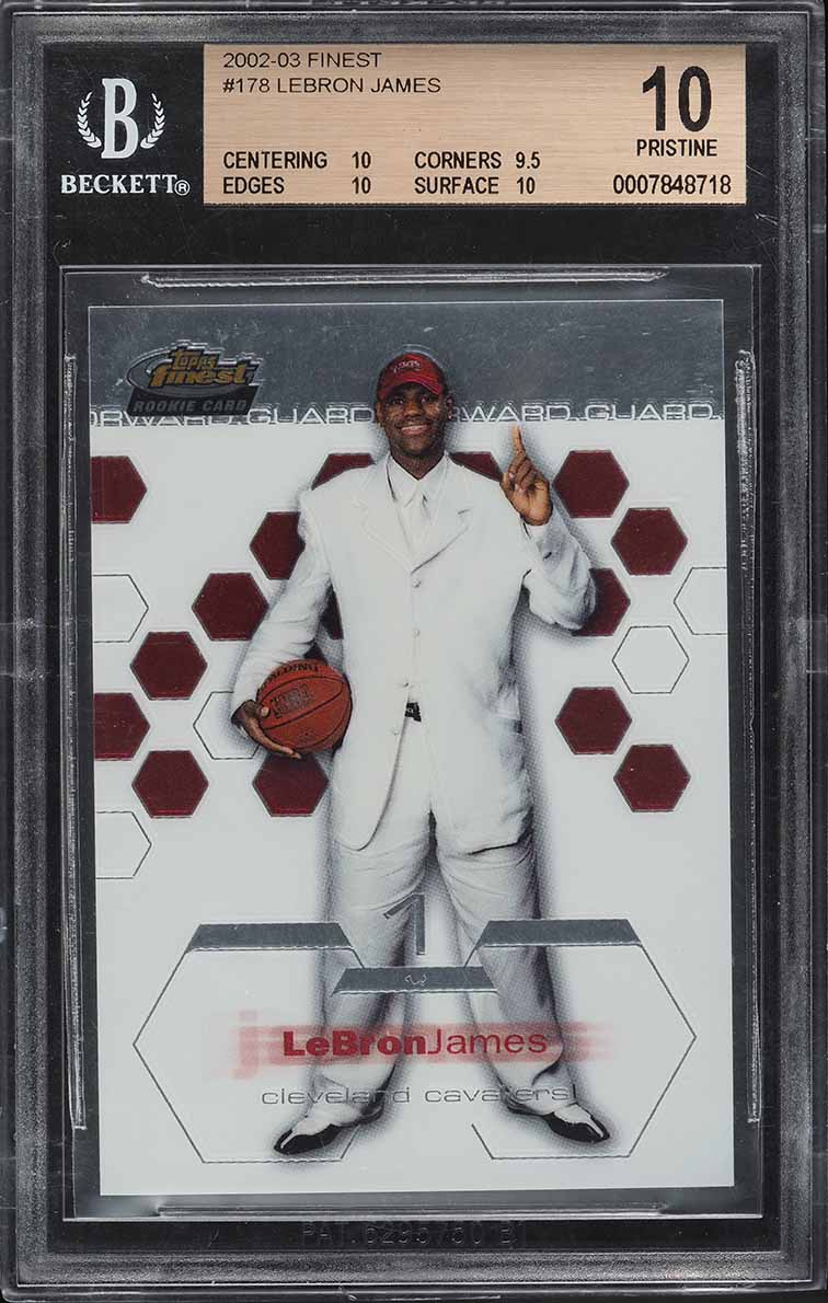 2002 Finest Basketball LeBron James ROOKIE #178 BGS 10 PRISTINE