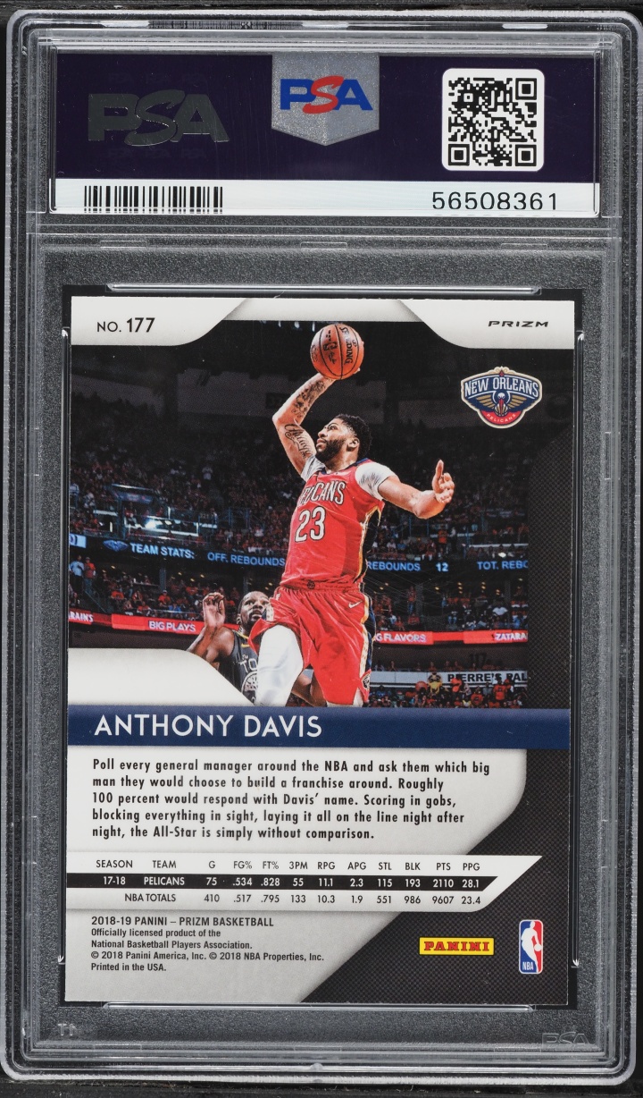 2018 Panini Prizm Silver Anthony Davis #177 PSA 10 GEM MINT
