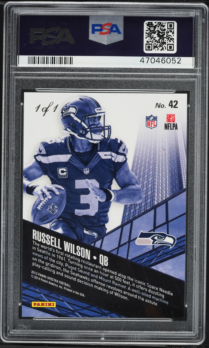 2013 Panini Spectra City Limits Atomic Black Russell Wilson 1/1 #42 PSA 10 GEM MINT - Photo 2