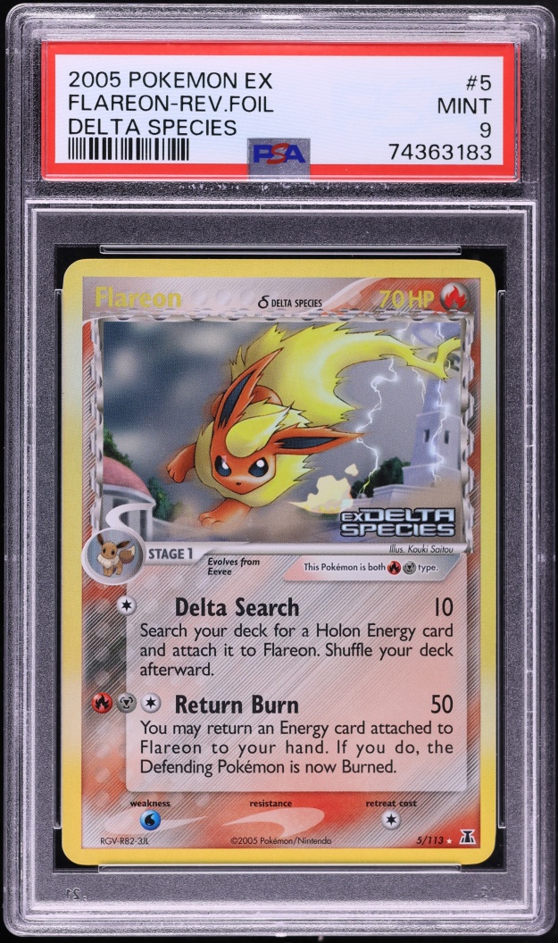 2005 Pokemon EX Delta Species Reverse Holo Flareon #5 PSA 9 MINT