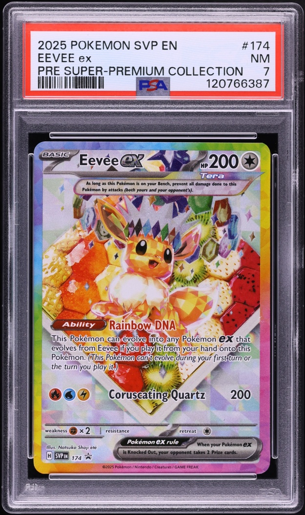 2025 Pokemon SV Promo Prismatic Evolutions Super Premium Full Art Eevee ex #174 PSA 7 NRMT