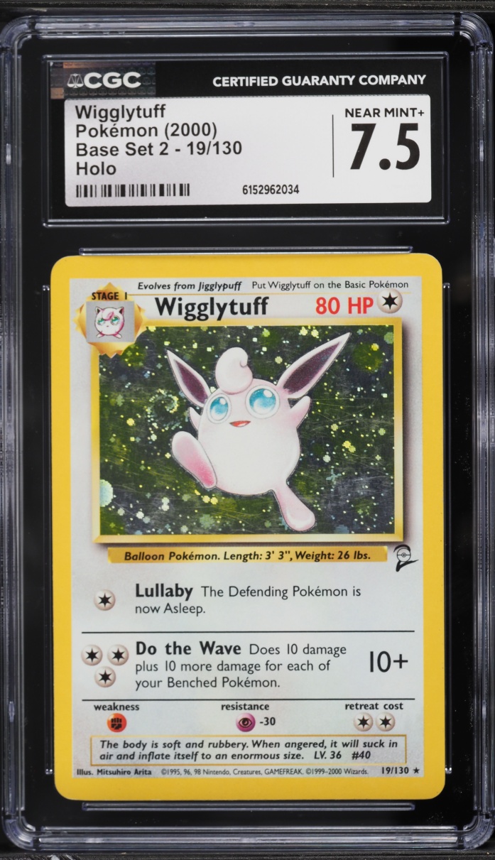 2000 Pokemon Base Set 2 Holo Wigglytuff #19 CGC 7.5 NRMT+