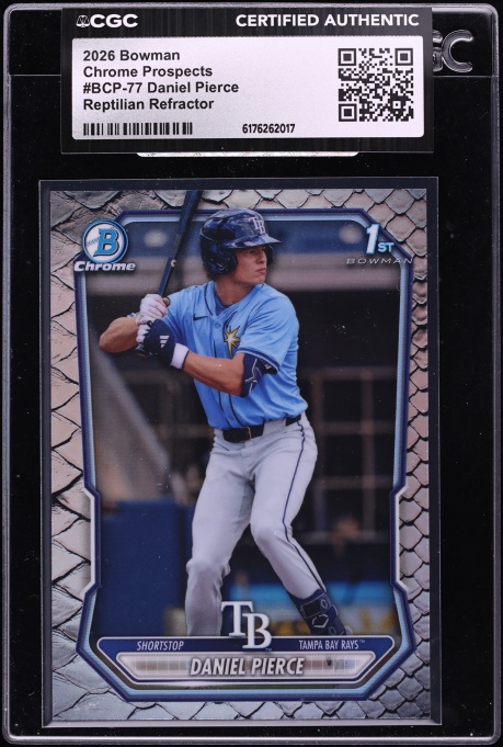 2026 Bowman Chrome Reptilian Refractor Daniel Pierce PROSPECT #BCP-77 CGC AUTH