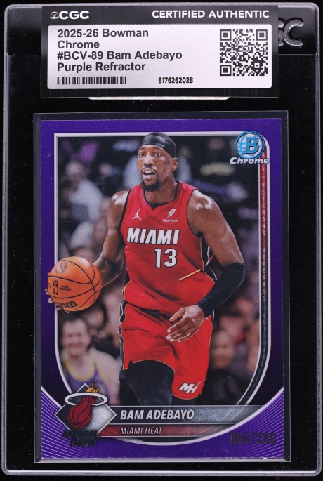2025 Bowman Chrome Purple Refractor Bam Adebayo /250 #BCV-89 CGC AUTH