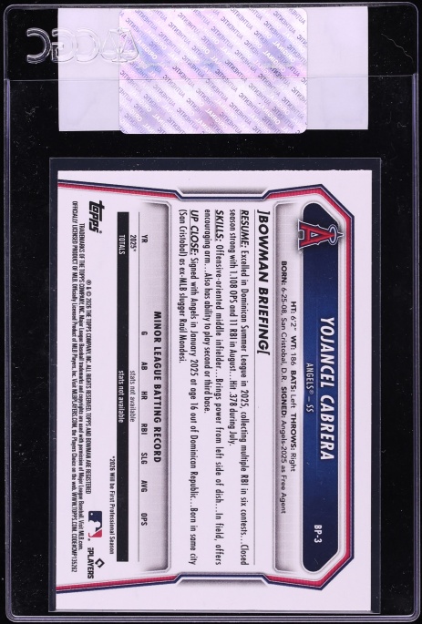 2026 Bowman Blue Pattern Yojancel Cabrera PROSPECT /150 #BP-3 CGC AUTH
