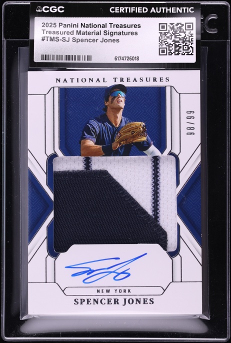 2025 National Treasures Material Signatures Spencer Jones PATCH AUTO /99 #TMS-SJ CGC AUTH