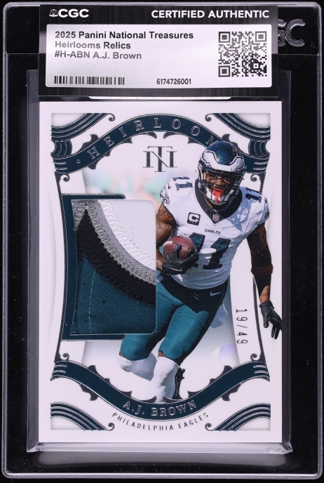 2025 National Treasures Heirlooms Relics A.J. Brown PATCH /49 #H-ABN CGC AUTH