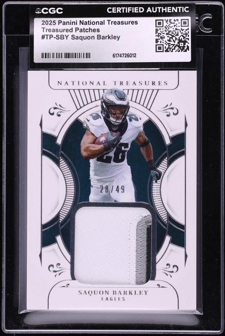 2025 National Treasures Saquon Barkley PATCH /49 #TP-SBY CGC AUTH