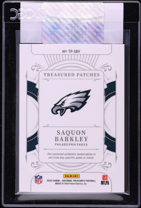 2025 National Treasures Saquon Barkley PATCH /49 #TP-SBY CGC AUTH