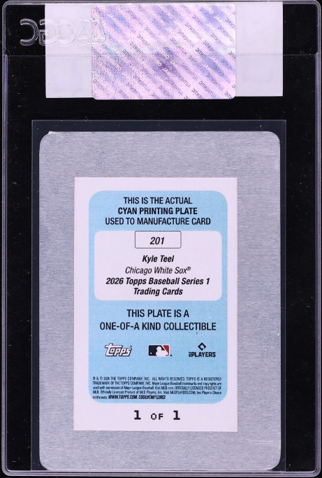 2026 Topps Cyan Printing Plate Kyle Teel ROOKIE 1/1 #201 CGC AUTH