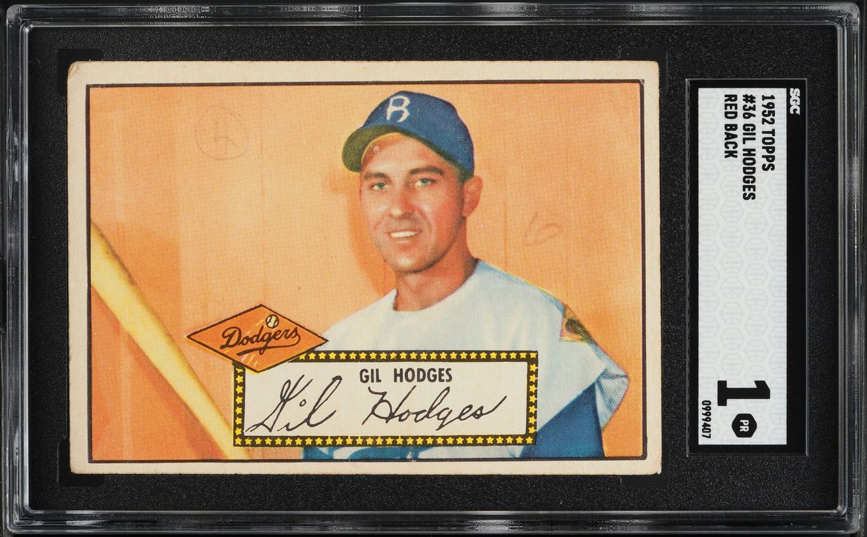 1952 Topps Gil Hodges RED BACK #36 SGC 1 PR