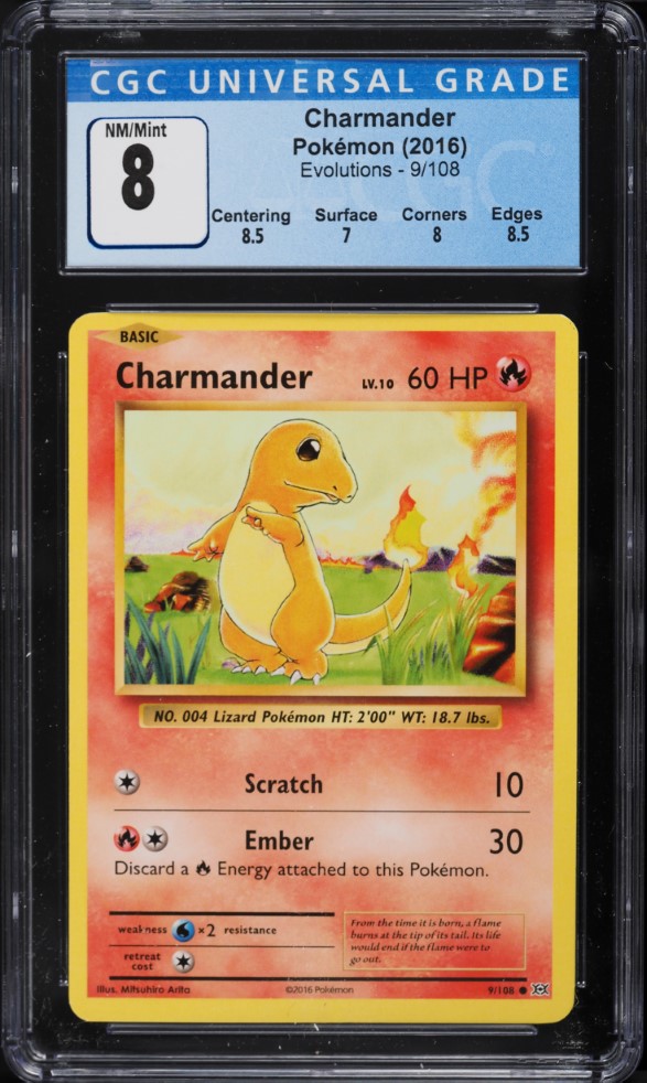 2016 Pokemon XY Evolutions Charmander #9 CGC 8 NM-MT