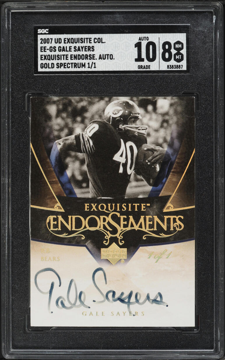 2007 Exquisite Collection Endorsements Gold Spectrum Gale Sayers AUTO 1/1 SGC 8 NM-MT - Photo 1