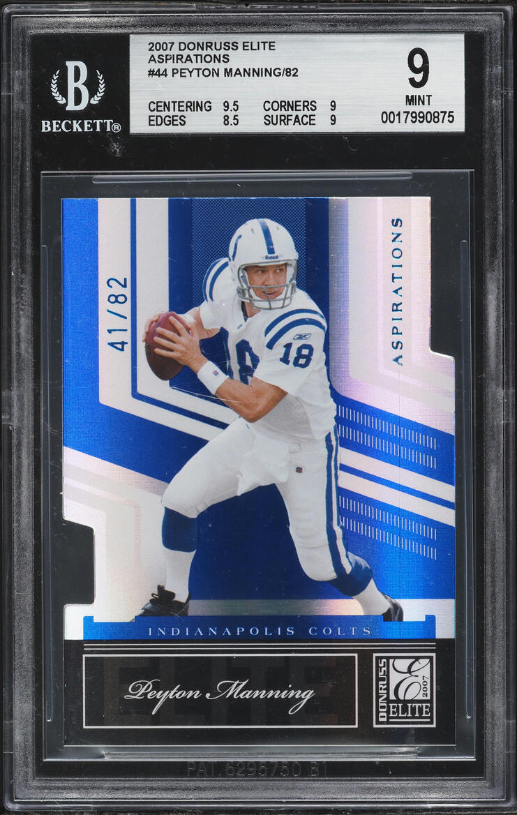 2007 Donruss Elite Aspirations Die-Cut Peyton Manning /82 #44 BGS 9 MINT - Photo 1