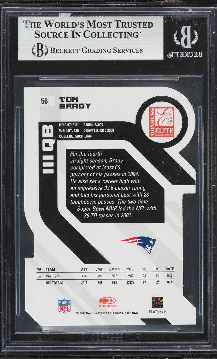 2005 Donruss Elite Aspirations Tom Brady /88 #56 BGS 8.5 NM-MT+ - Photo 2