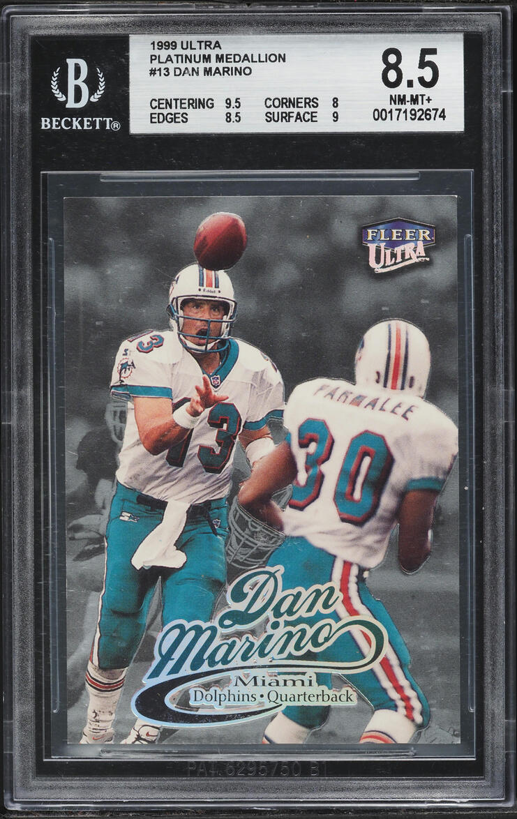 1999 Ultra Platinum Medallion Dan Marino /99 #13 BGS 8.5 NM-MT+ - Photo 1