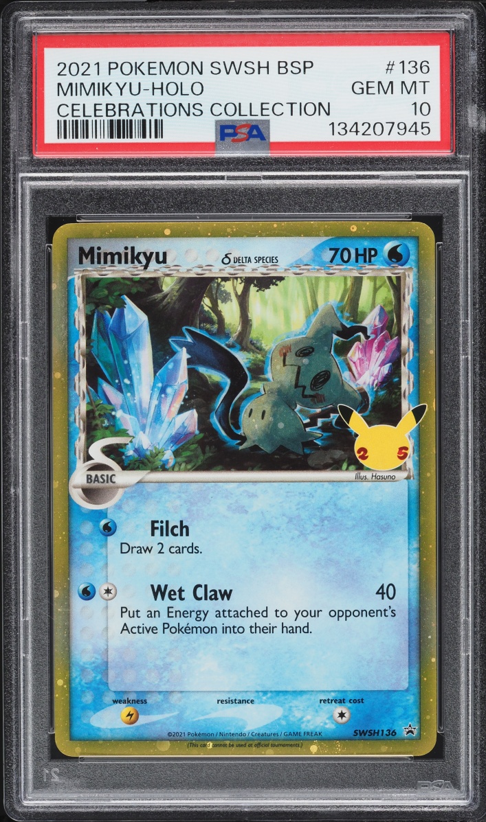 2021 Pokemon Sword & Shield Promo Celebrations Collection Holo Mimikyu #SWSH136 PSA 10 GEM MINT
