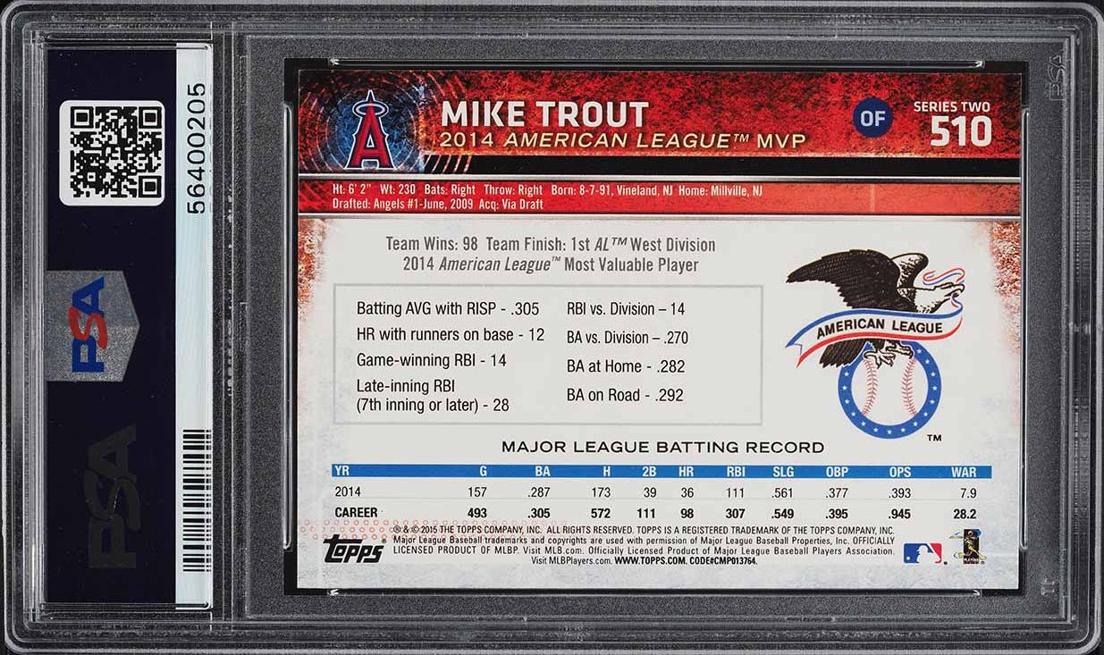 2015 Topps Mike Trout #510 PSA 9 MINT