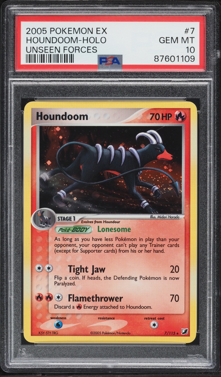 2005 Pokemon EX Unseen Forces Holo Houndoom #7 PSA 10 GEM MINT