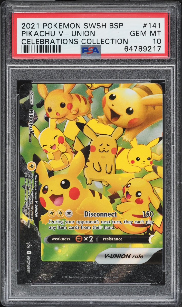 2021 Pokemon Sword & Shield Promo Celebrations Holo Pikachu V-UNION #SWSH141 PSA 10 GEM MINT