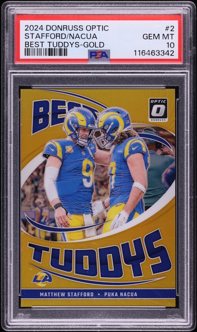2024 Donruss Optic Best Tuddys Gold Matthew Stafford Puka Nacua #2 PSA 10 GEM MINT - Photo 1