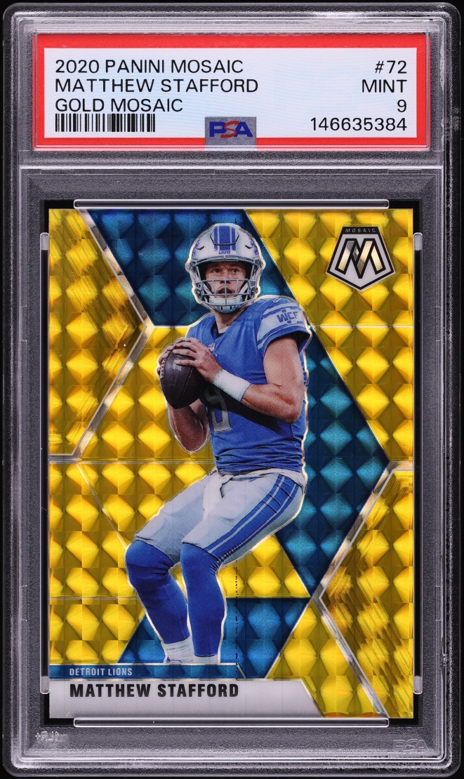 2020 Panini Mosaic Gold Matthew Stafford /17 #72 PSA 9 MINT - Photo 1