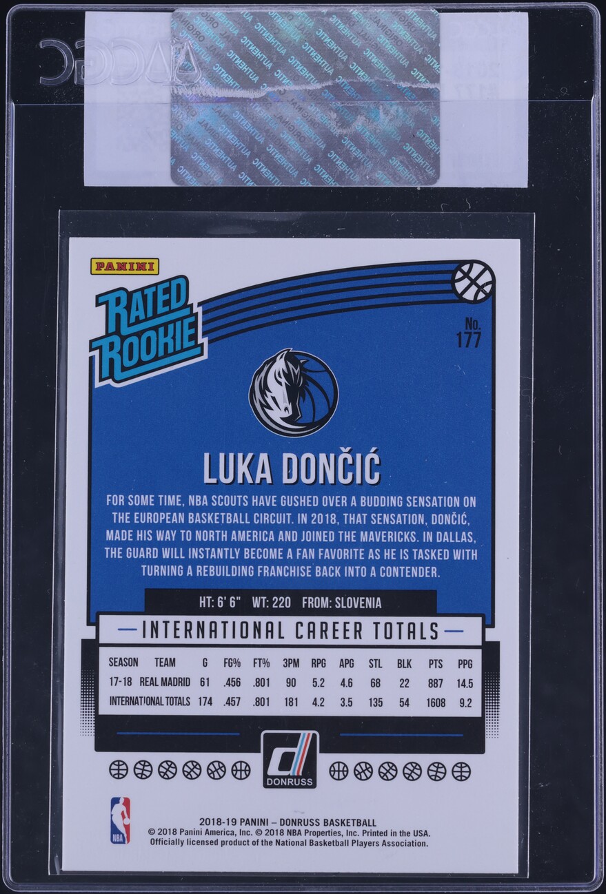 2018 Donruss Luka Doncic ROOKIE #177 CGC AUTH