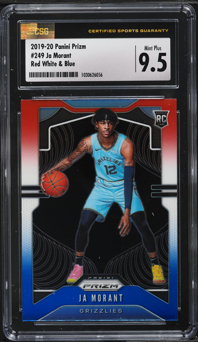 2019 Panini Prizm Red White & Blue Ja Morant ROOKIE #249 CSG 9.5 MINT+
