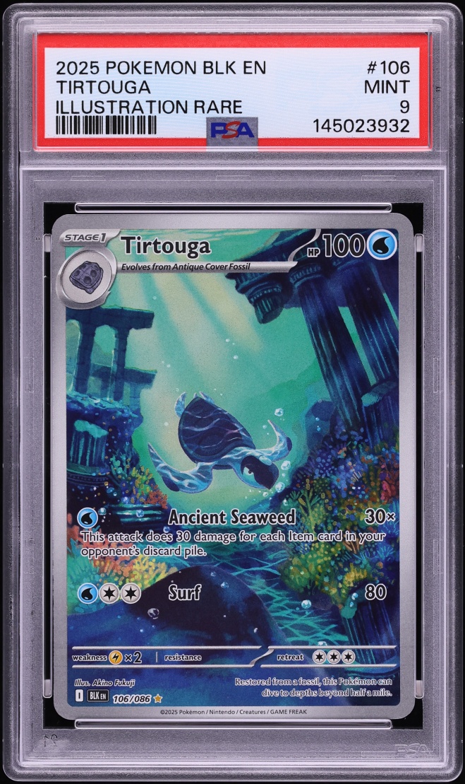 2025 Pokemon Scarlet & Violet Black Bolt IR Tirtouga #106 PSA 9 MINT
