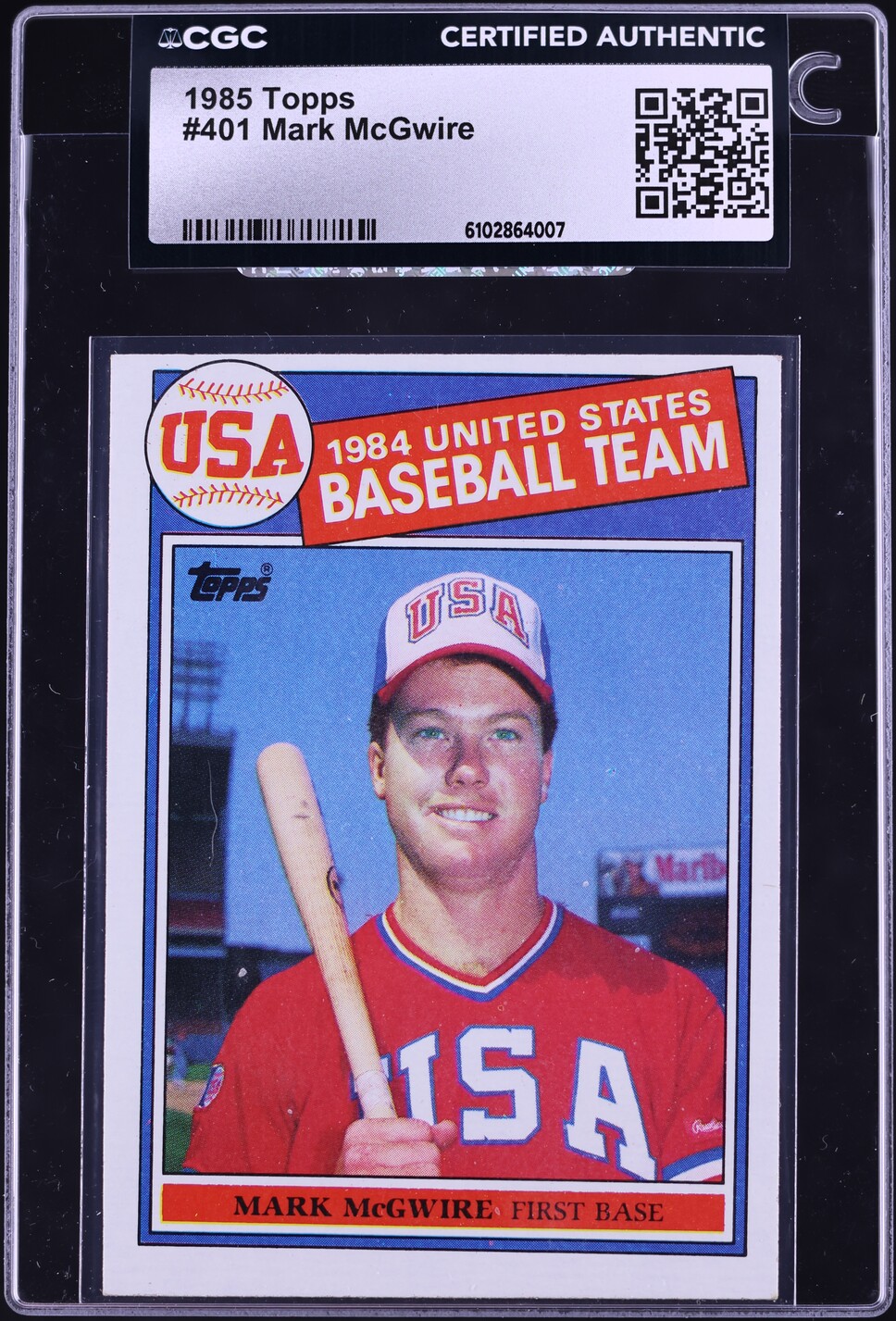 1985 Topps Mark McGwire ROOKIE #401 CGC AUTH