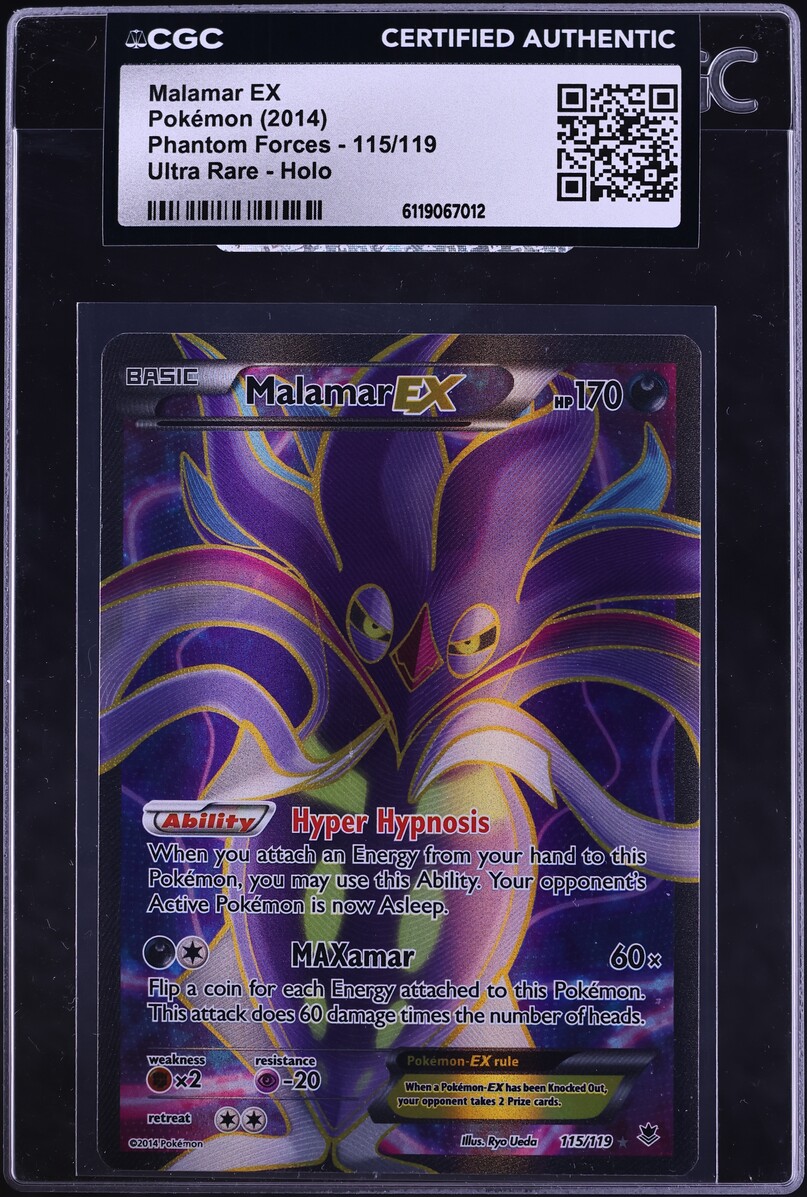 2014 Pokemon XY Phantom Forces Full Art Malamar EX #115 CGC AUTH