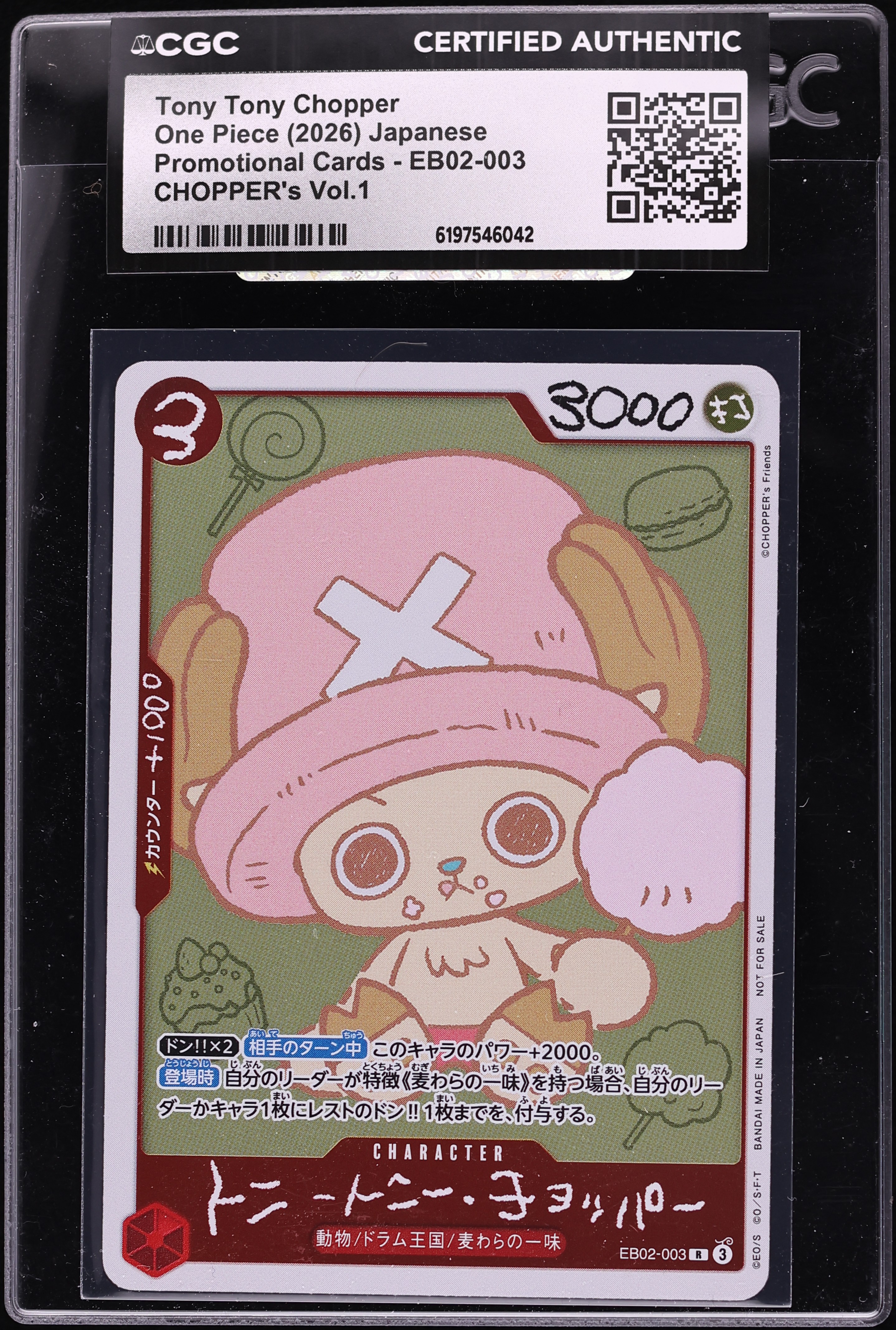 2026 One Piece Japanese Promo CHOPPER's Vol.1 Tony Tony Chopper #EB02-003 CGC AUTH