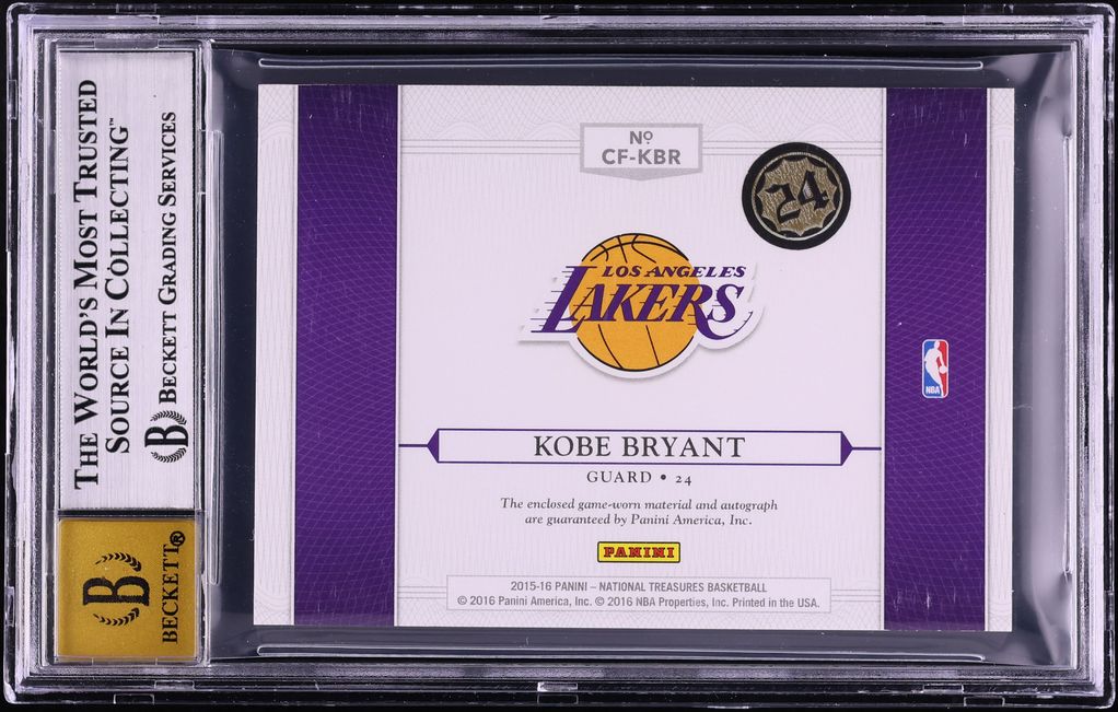 2015 Panini National Treasures Clutch Factor Prime Kobe Bryant PATCH AUTO /10 #CFKB BGS 8 NM-MT