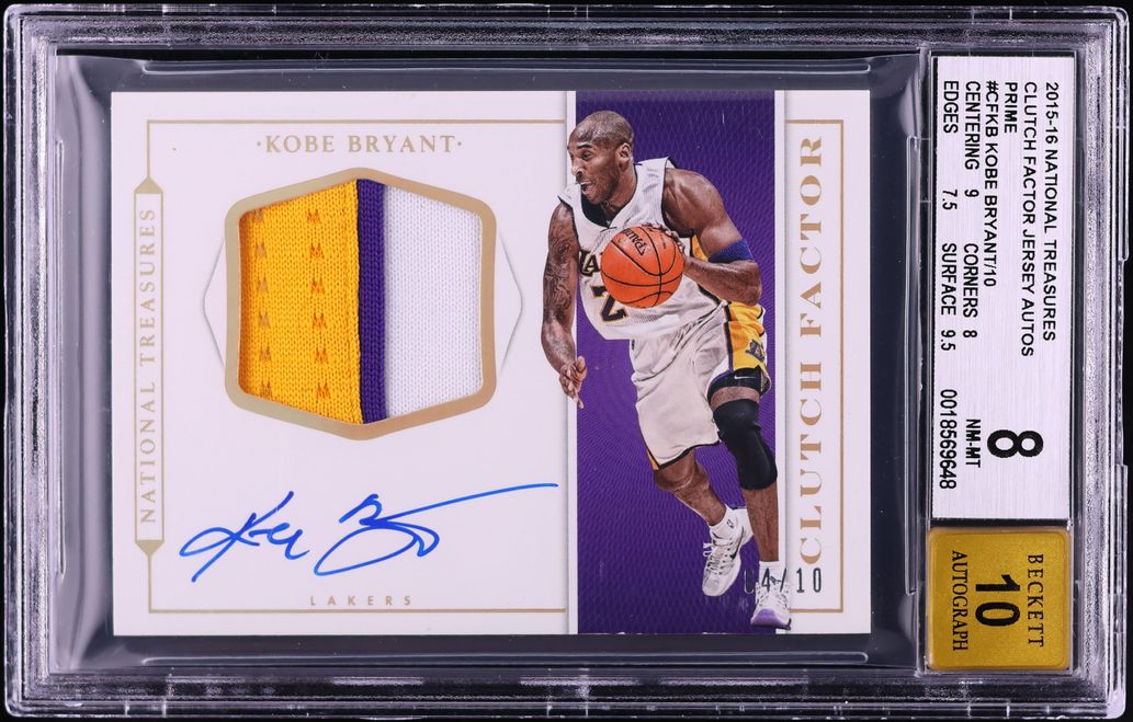 2015 Panini National Treasures Clutch Factor Prime Kobe Bryant PATCH AUTO /10 #CFKB BGS 8 NM-MT