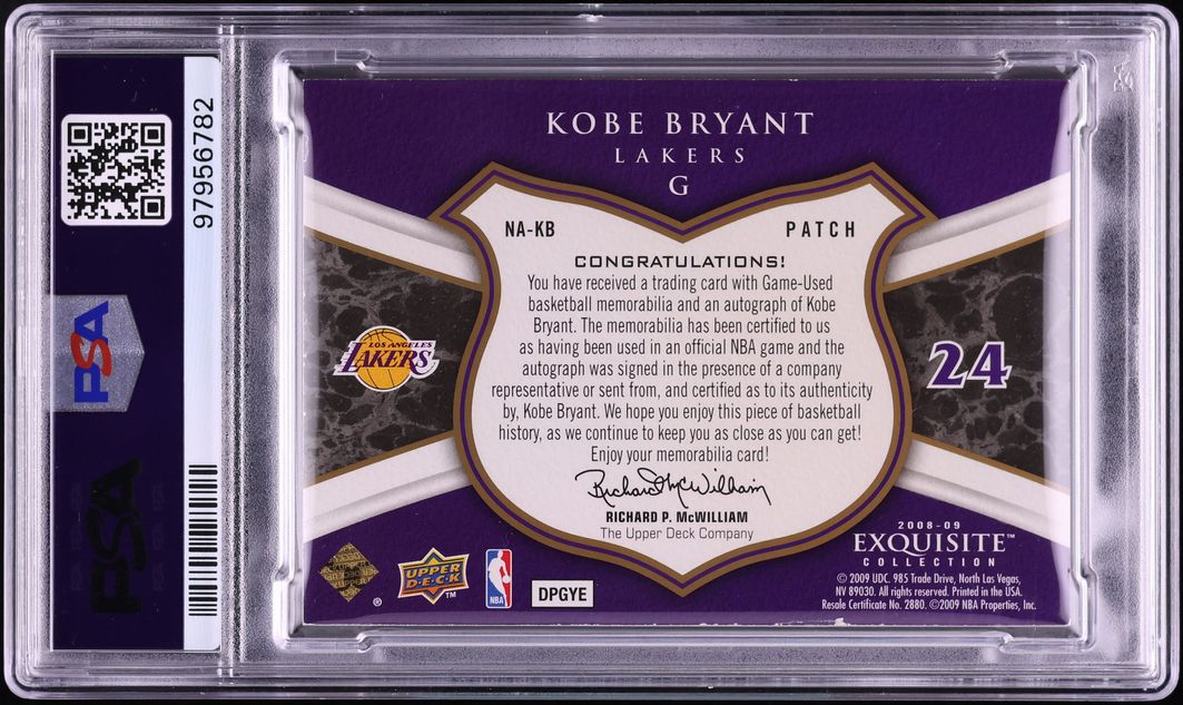 2008 Exquisite Collection Noble Nameplates Kobe Bryant PATCH AUTO DNA 8 /24 #NAKB PSA AUTH