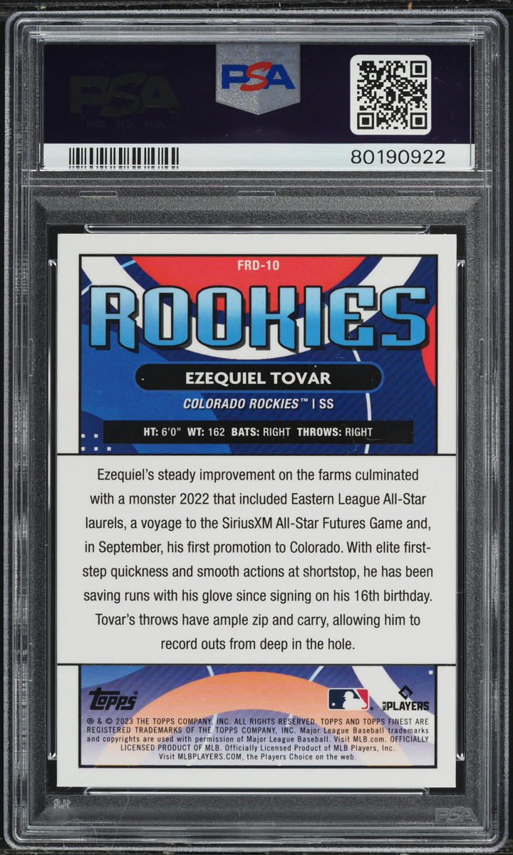 2023 Finest Design Kintsukuroi Black Gold Ezequiel Tovar ROOKIE #FRD-10 PSA 9 MINT
