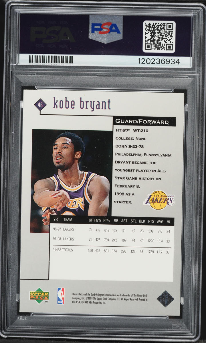 1998 Black Diamond Single Kobe Bryant #46 PSA 10 GEM MINT