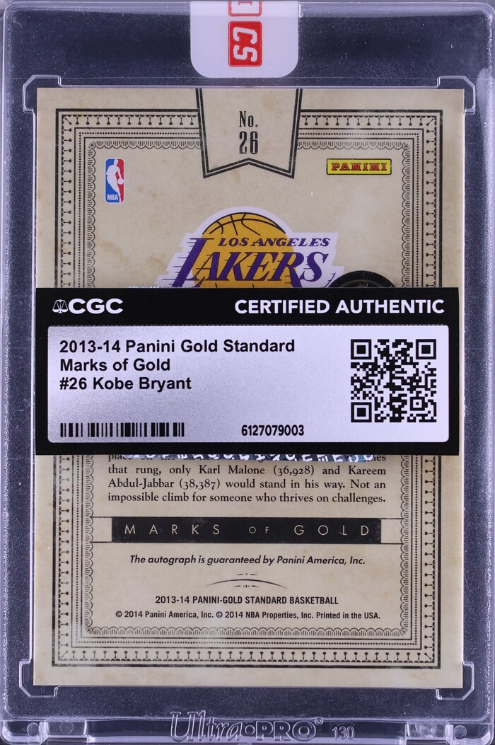 2013 Panini Gold Standard Marks Of Gold Kobe Bryant AUTO /25 #26 CGC AUTH - Photo 2