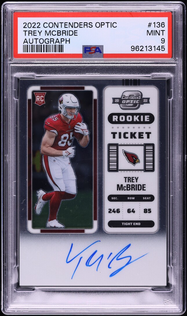 2022 Panini Contenders Optic Trey McBride ROOKIE AUTO #136 PSA 9 MINT