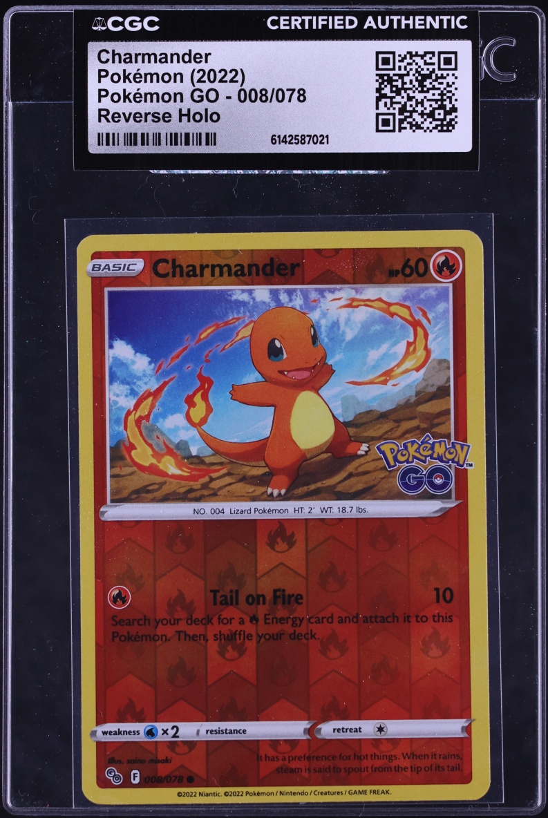 2022 Pokemon Sword & Shield Pokemon GO Reverse Holo Charmander #8 CGC AUTH