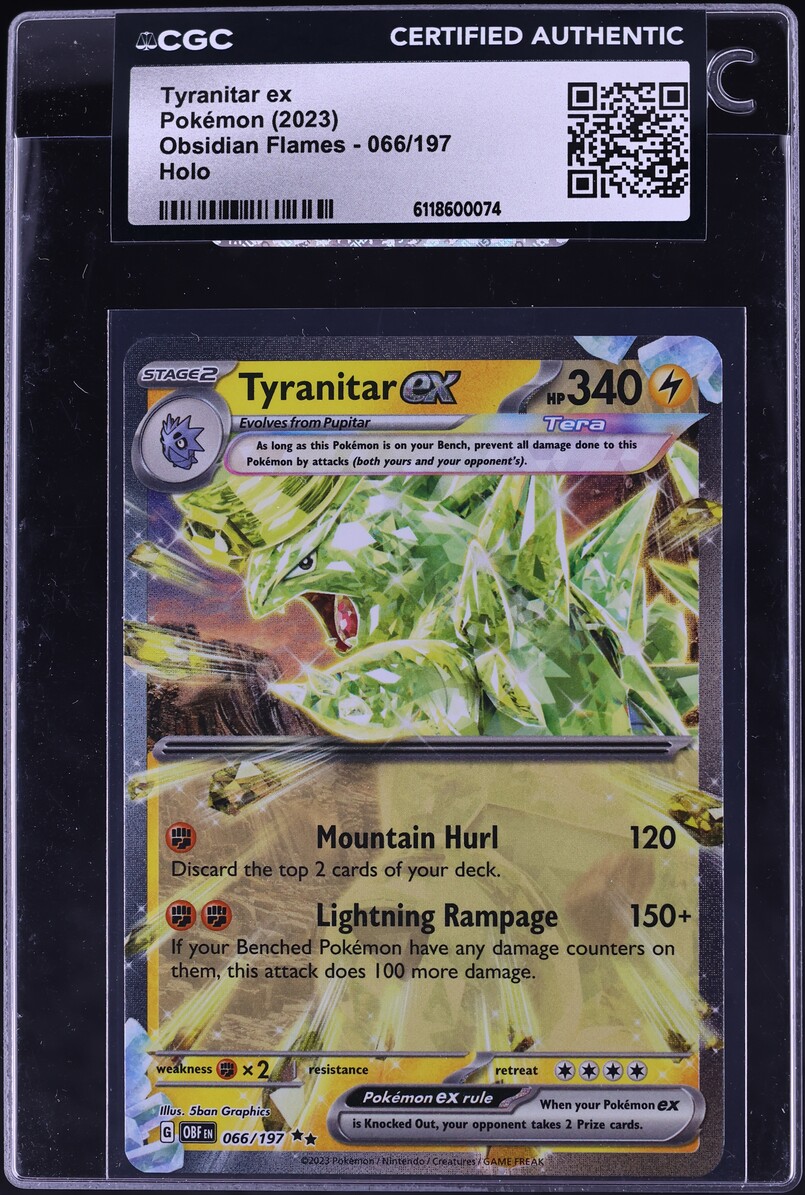 2023 Pokemon Scarlet & Violet Obsidian Flames Holo Tyranitar ex #66 CGC AUTH