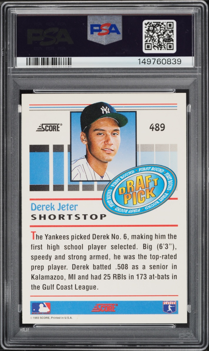 1993 Score Derek Jeter ROOKIE #489 PSA 10 GEM MINT