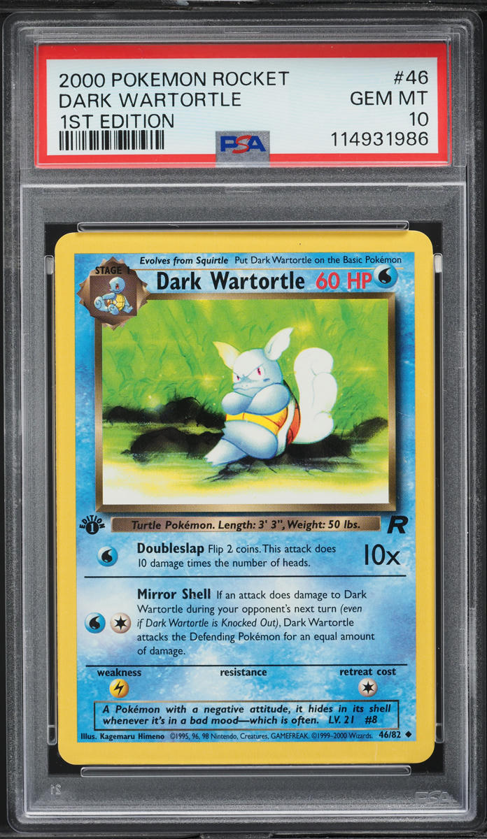 2000 Pokemon Team Rocket 1st Edition Dark Wartortle #46 PSA 10 GEM MINT