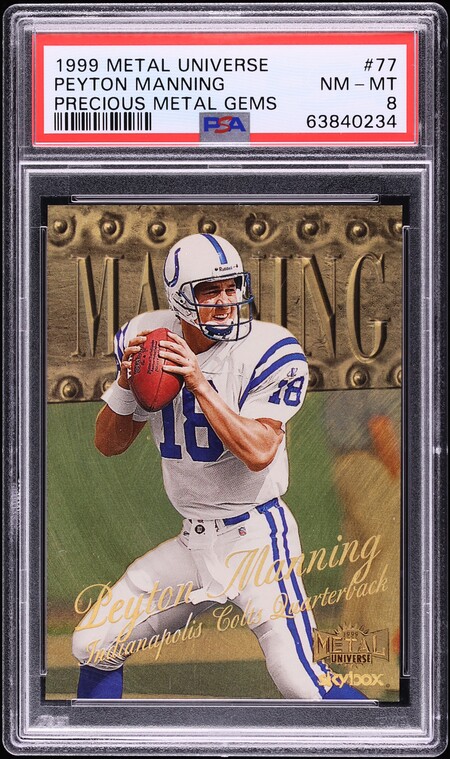1999 Metal Universe Precious Metal Gems PMG Peyton Manning /50 #77 PSA 8 NM-MT