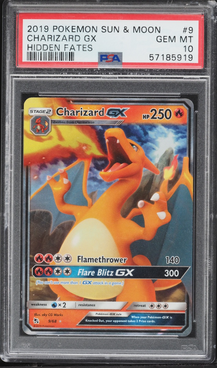 2019 Pokemon Sun & Moon Hidden Fates Holo Charizard GX #9 PSA 10 GEM MINT