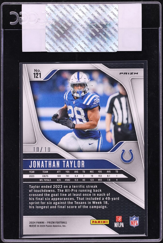 2024 Panini Prizm Gold Jonathan Taylor 10/10 #121 CGC AUTH - Photo 2