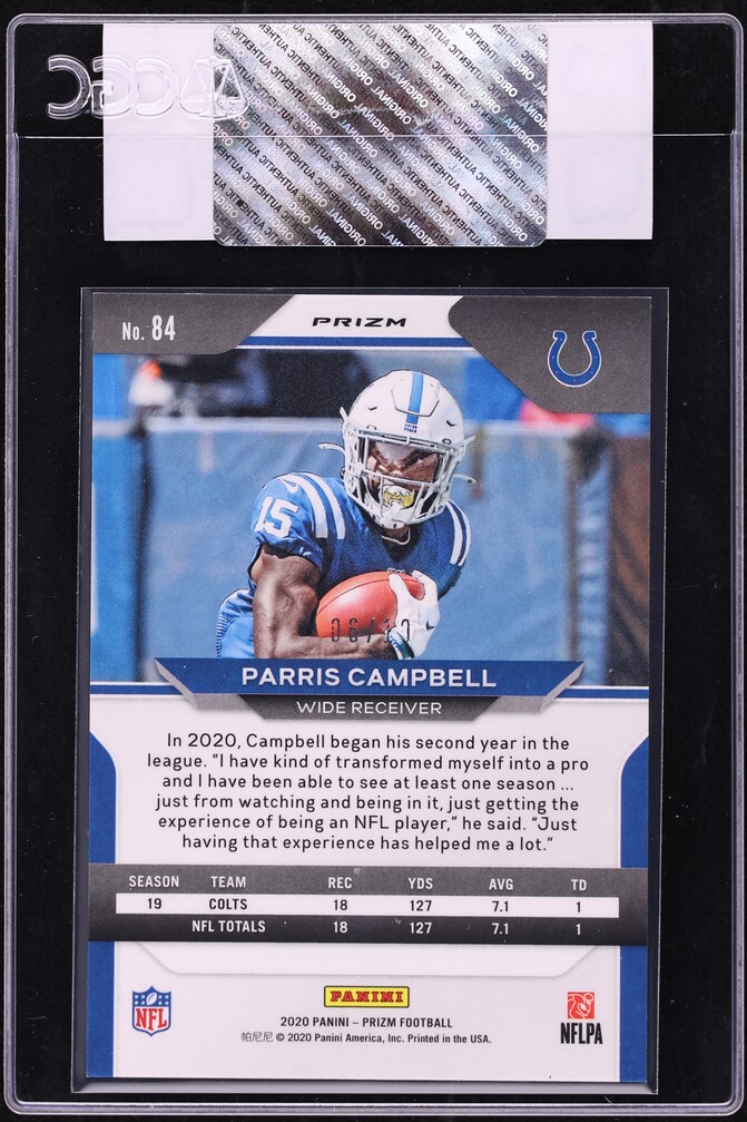 2020 Panini Prizm Gold Parris Campbell /10 #84 CGC AUTH - Photo 2